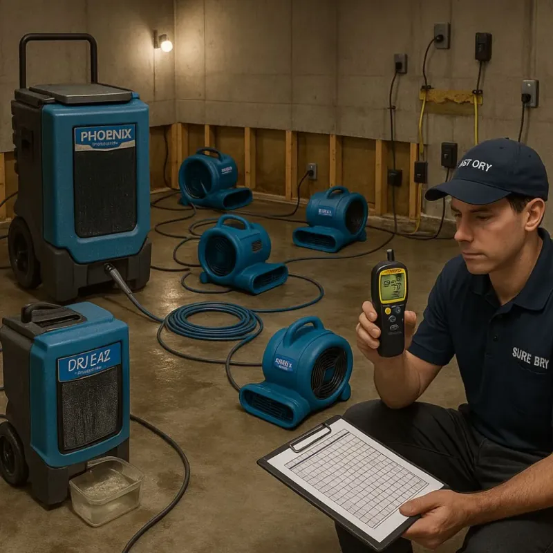 Structural Drying and Dehumidification process in Roslyn Harbor, NY